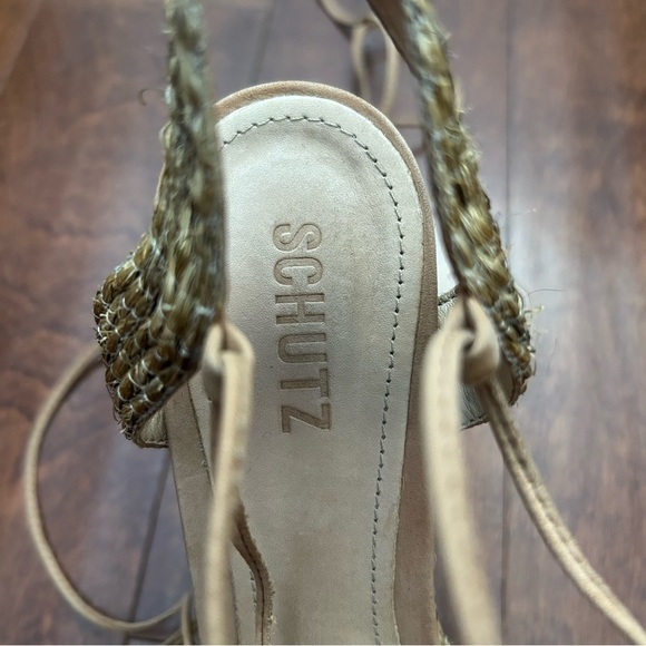 Schutz Natural Desert Aveline Lace Up Wedge Espadrilles Sandals Size 8.5 - Picture 12 of 16